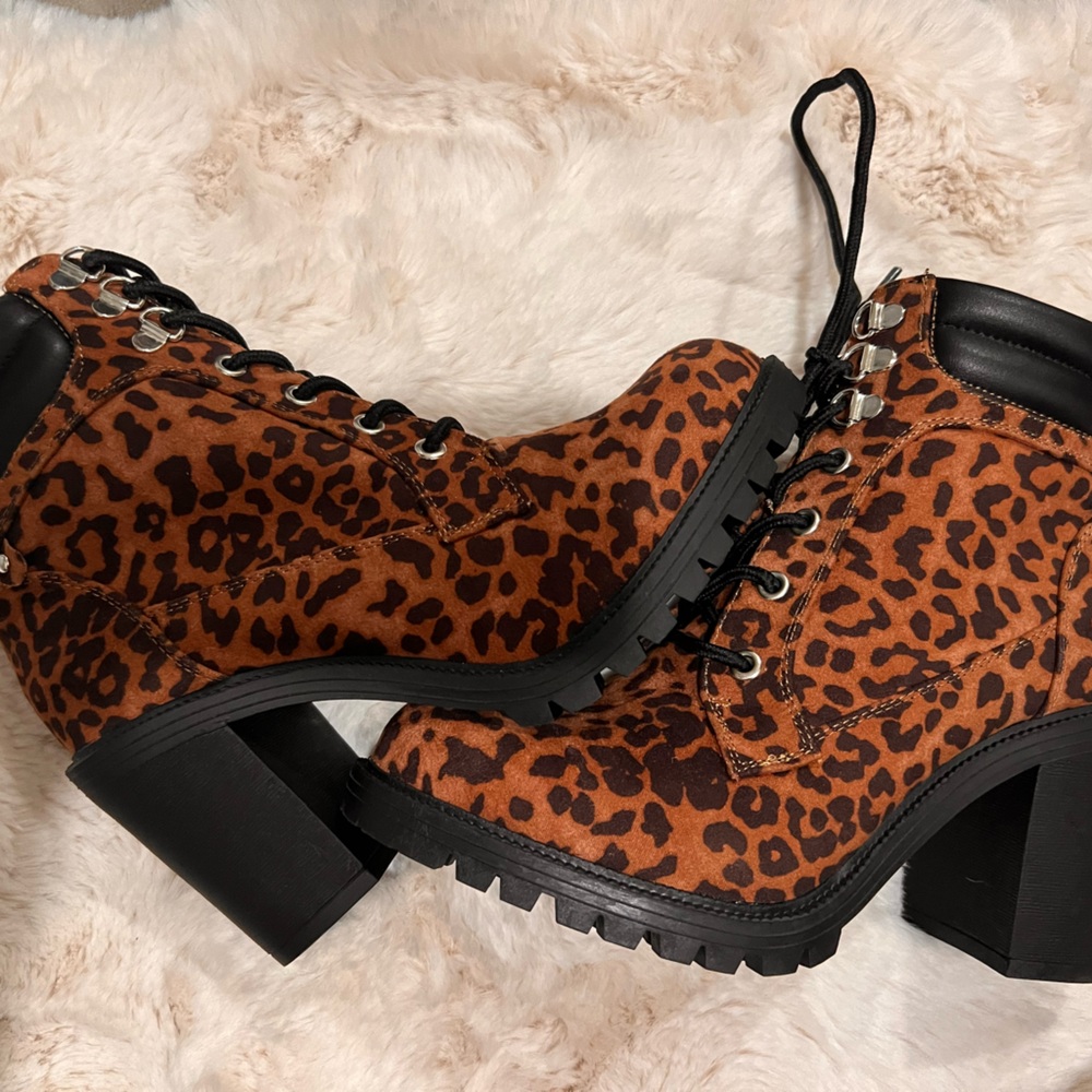 Leopard print booties